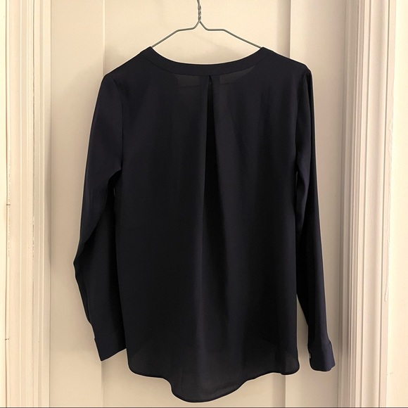 Ann Taylor Navy Drape Blouse - Picture 2 of 6
